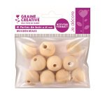 Perles en bois graine creative diametre 25mm sachet 10 pieces