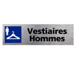 Plaque de porte vestiaire hommes signaletique biz       pictogramme aluminium brosse  double face autocollant dos