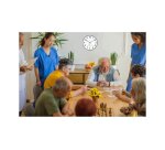 Horloge co2 cep diametre 35cm affiche heure format          analogique et niveau qualite  air coloris blanc et bleu