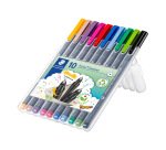 Feutre staedtler triplus fineliner 334 r pointe extra  fine 0,3mm ergonomique coloris assortis etui 10 unites
