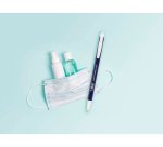 Stylo-bille bic 2 en 1 retractable antimicrobien     pointe moyenne bleu