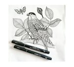 Pochette de 5 feutres techniques uni ball pin       pointe calibree encre noir    trace net et precis asp008