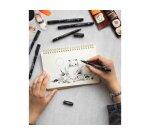 Pochette de 5 feutres techniques uni ball pin       pointe calibree encre noir    trace net et precis asp009