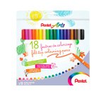 Boite de 18 feutres de coloriage pental encre ultra  lavable pointe moyenne 3,9mm