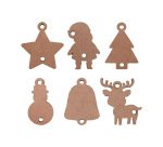 Formes de no l sodertex pleines en bois + fils dor s  - 2 mm - 6cm - 6 formes - 54  pcs - 1 coloris