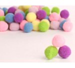 Pack pompons sodertex pastel polyester - 3 tailles - 200   pcs - 5 coloris