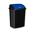 Poubelle cep plastique a couvercle basculant 50l noir  couvercle bleu