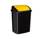 Poubelle cep plastique a couvercle basculant 50l noir  couvercle jaune