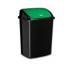 Poubelle cep plastique a couvercle basculant 50l noir  couvercle vert