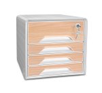 Bloc de classement 4 tiroirs smoove secure format 24x32cm  superposable blanc / h tre