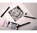 Pochette uni-ball 5 feutres pointe calibree 0.4 efbr500   coloris noir