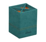 Rhodiarama pot à crayons simili cuir italien 8x8x11 cm - Paon