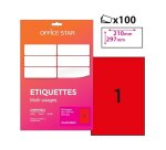 Etiquette office star impression laser jet encre et copieur 210x297mm coloris     rouge pochette 50 unites