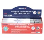 Marqueur juvenilia effacable tableau blanc multicolore 3   en 1 rechargeable pointe fine conique retractable