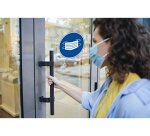 Panneau PVC adhésif antidérapant Masque obligatoire 20 cm - Bleu