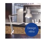 Luminaire bureau maulstudy surpince tete et bras metal      hauteur 44cm bras 35cm tete   diam. 17cm coloris blanc