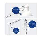 Luminaire bureau maulstudy surpince tete et bras metal      hauteur 44cm bras 35cm tete   diam. 17cm coloris blanc