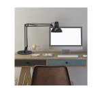 Luminaire bureau maul study sur pince ou socle tete et bras metal hauteur 44cm bras 35cm tete diam. 17cm coloris noir