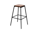 Tabouret haut paperflow oslo acier laque pied noir assise  bois lot 2 unites