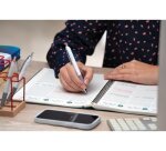 Roller pentel floatune retractable double bille      pointe moyenne 0,8mm encre    bleue corps blanc