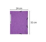 Chemise exacompta 3 rabats carte lustree 355gr a4        fermeture elastique etiquette coloris violet lot 10 unites