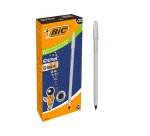 Stylo-bille bic cristal original glace pointe moyenne 1,0mm encre noire classique   capuchon coloris argent