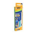 Stylo-bille bic cristal original glace pointe moyenne 1,0mm capuchon encre et       coloris assortis etui 4