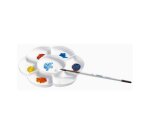 Palette o'color marguerite blanche simple plastique      forme fleur diam. 14cm 7      godets coloris blanc lot 2