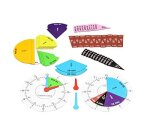 Apprentissage de l ehure et minutes wissner set horloge   et fractions 1 cadran et 63   fractions colorees et