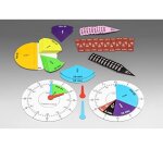 Apprentissage de l ehure et minutes wissner set horloge   et fractions 1 cadran et 63   fractions colorees et