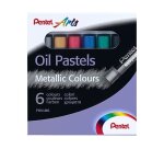 Pastel huile pentel arts corps rond enrobage papier    non salissant coloris         metallises assortis boite 6