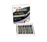 Pastel huile pentel arts corps rond enrobage papier    non salissant coloris         metallises assortis boite 6