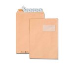 Pochette kraft gpv adhésive économique c4 229x324mm 90g fenêtre 50x100mm boîte 250 unités