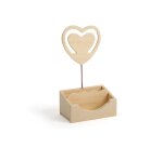 Clip mémo fantaisie bois porte -trombones sur tige forme coeur 11cm