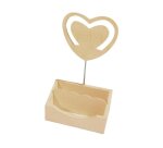Clip mémo fantaisie bois porte -trombones sur tige forme coeur 11cm