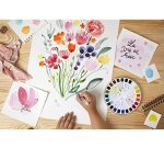 Aquarelle pébéo 1 pinceau aquarelle boîte en métal ronde 12 demi-godets
