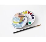 Aquarelle pébéo 1 pinceau aquarelle boîte en métal ronde 12 demi-godets
