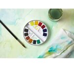 Aquarelle pébéo 1 pinceau aquarelle boîte en métal ronde 12 demi-godets