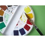 Aquarelle pébéo 1 pinceau aquarelle boîte en métal ronde 12 demi-godets