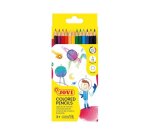 Crayon couleur jovi bois hexagonal 175mm mine 7.5mm couleurs vives étui carton 12 unités