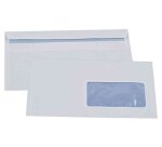 Enveloppe économique dl 110x220mm 80g autocollante fenêtre 45x100mm coloris blanc boîte 500 unités