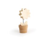 Clip mémo fantaisie bois sur ressort forme pot fleur 11cm