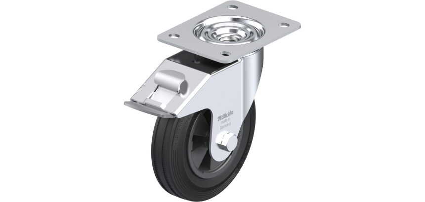 BLICKLE - Roulette pivotante à frein Ø 160mm bandage caoutchouc SBR 135kg - LE-VPP 160G-FI