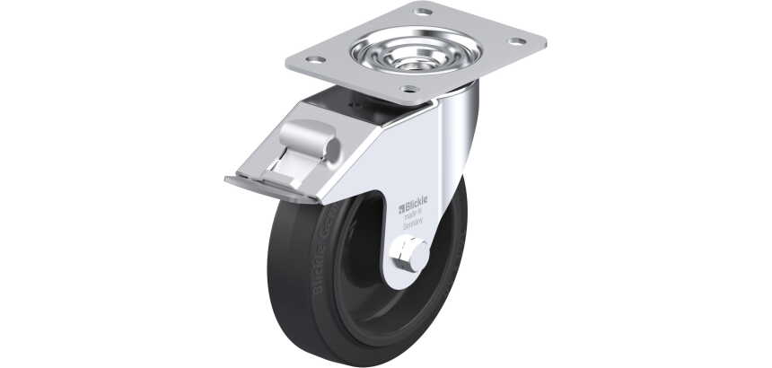 BLICKLE - Roulette pivotante à frein Ø 160mm bandage caoutchouc NR 300kg - LE-POEV 160R-FI
