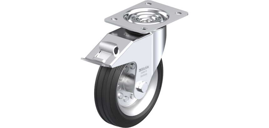 BLICKLE - Roulette pivotante à frein Ø 180mm bandage caoutchouc SBR 170kg - LE-VE 180R-FI