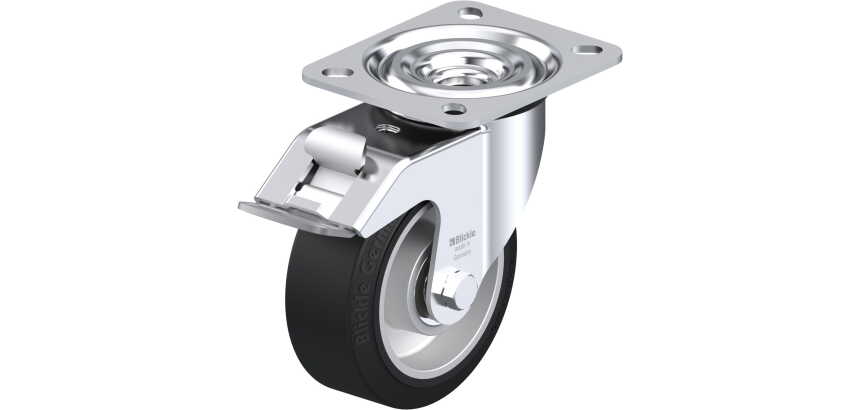 BLICKLE - Roulette pivotante à frein Ø 100mm bandage caoutchouc NR 200kg - L-ALEV 100K-FI