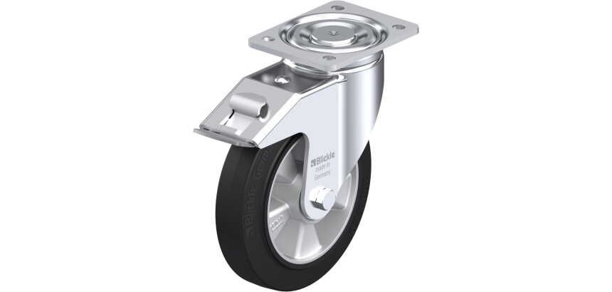 BLICKLE - Roulette pivotante à frein Ø 200mm bandage caoutchouc NR 500kg - LH-ALEV 200K-FI