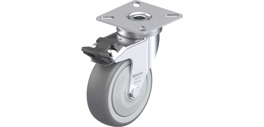 BLICKLE - Roulette pivotante à frein Ø 75mm bandage caoutchouc TPE 75kg - LPA-TPA 75KF-FI