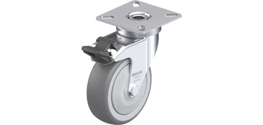 BLICKLE - Roulette pivotante à frein Ø 75mm bandage caoutchouc TPE 75kg - LPA-TPA 75KF-FI