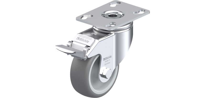 BLICKLE - Roulette pivotante à frein Ø 80mm bandage caoutchouc TPE 100kg - LKPA-TPA 80G-FI